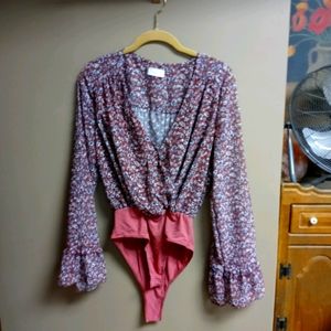 Pink lily bodysuit (Never worn)